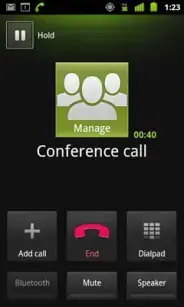 3Place the next call, using the Phone tab, the Call log, or your contacts.