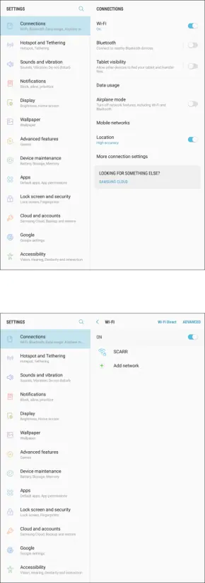 Wi-Fi Settings Menu