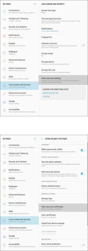 Other security settings