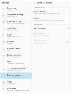 Google Account Backup Settings