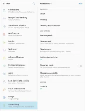 Vision Accessibility Settings