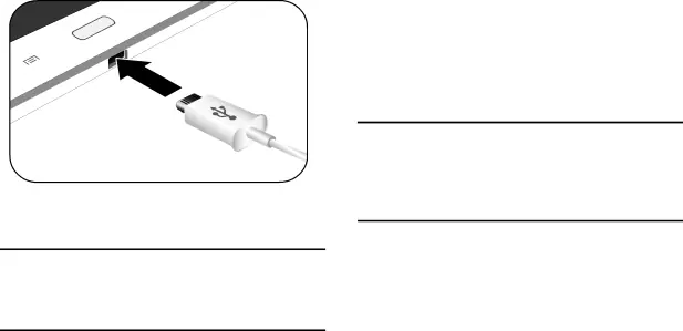 2.Insert the USB cable into the device’s Charger/ Accessory Port (2).