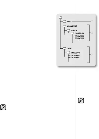 Structure of folders and ﬁ les on the storage media