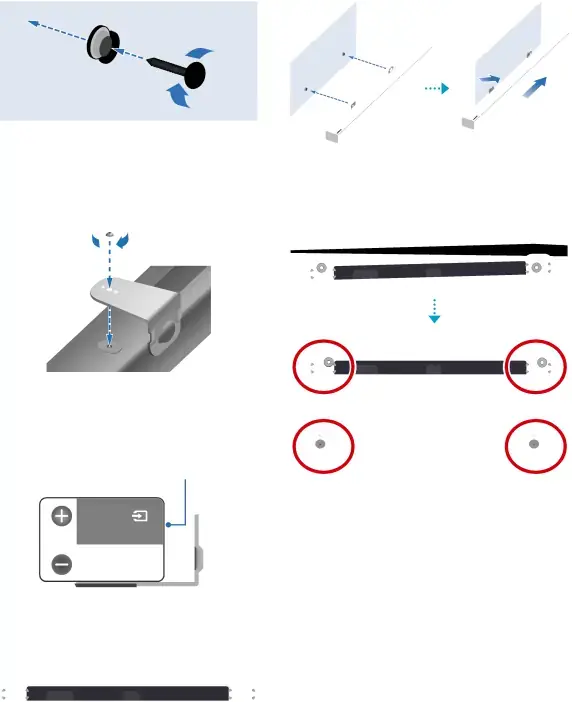 Push a screw (not supplied) through each 