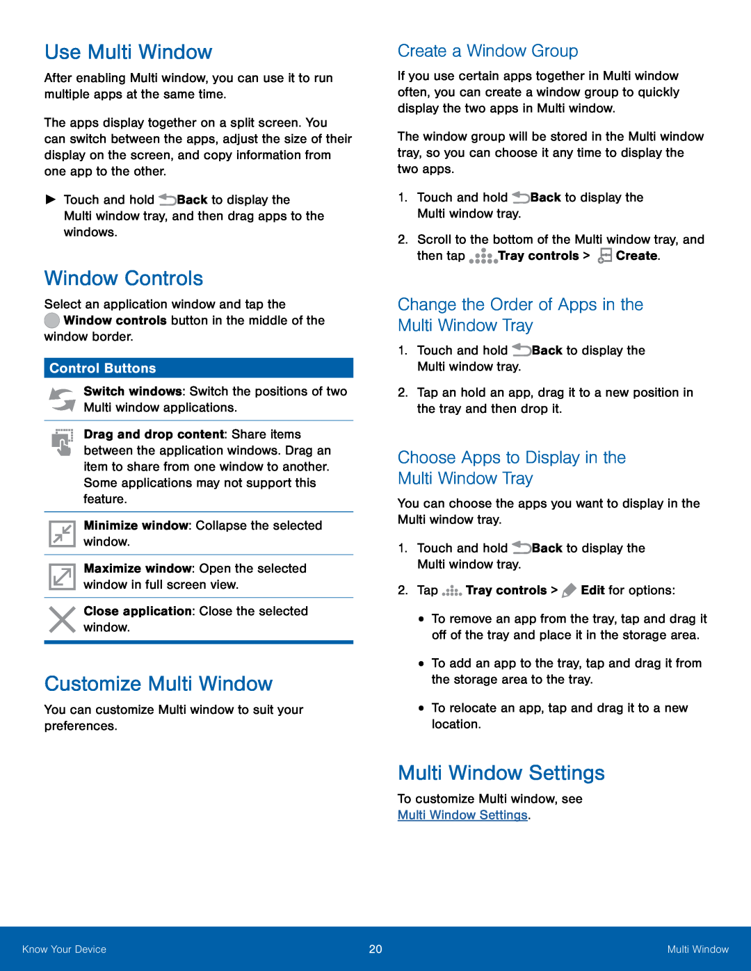 Control Buttons Create a Window Group