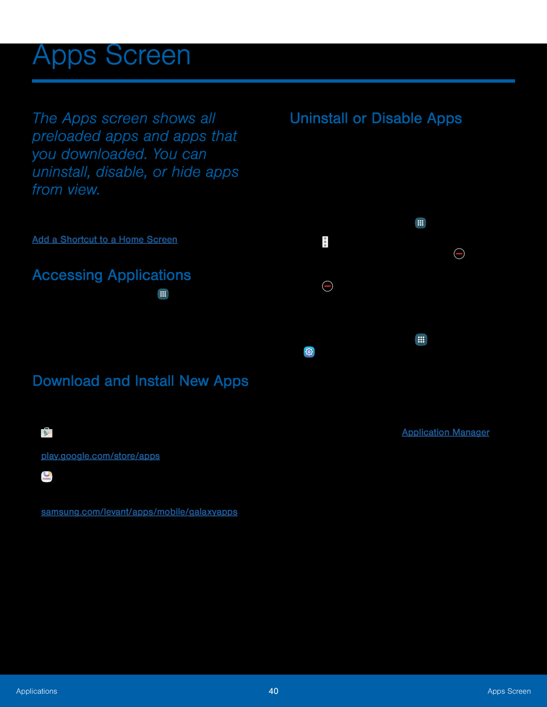 Accessing Applications Download and Install New Apps