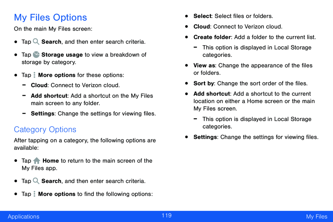 My Files Options Galaxy Note Edge Verizon