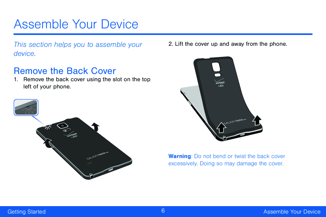 Remove the Back Cover Galaxy Note Edge Verizon