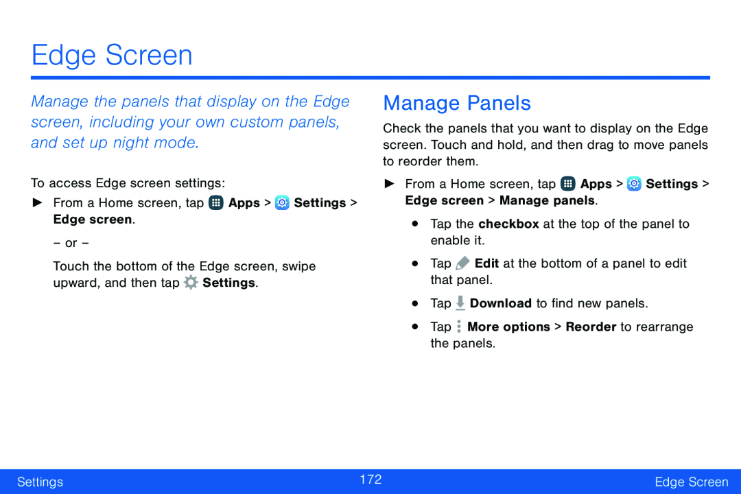 Manage Panels Galaxy Note Edge Verizon