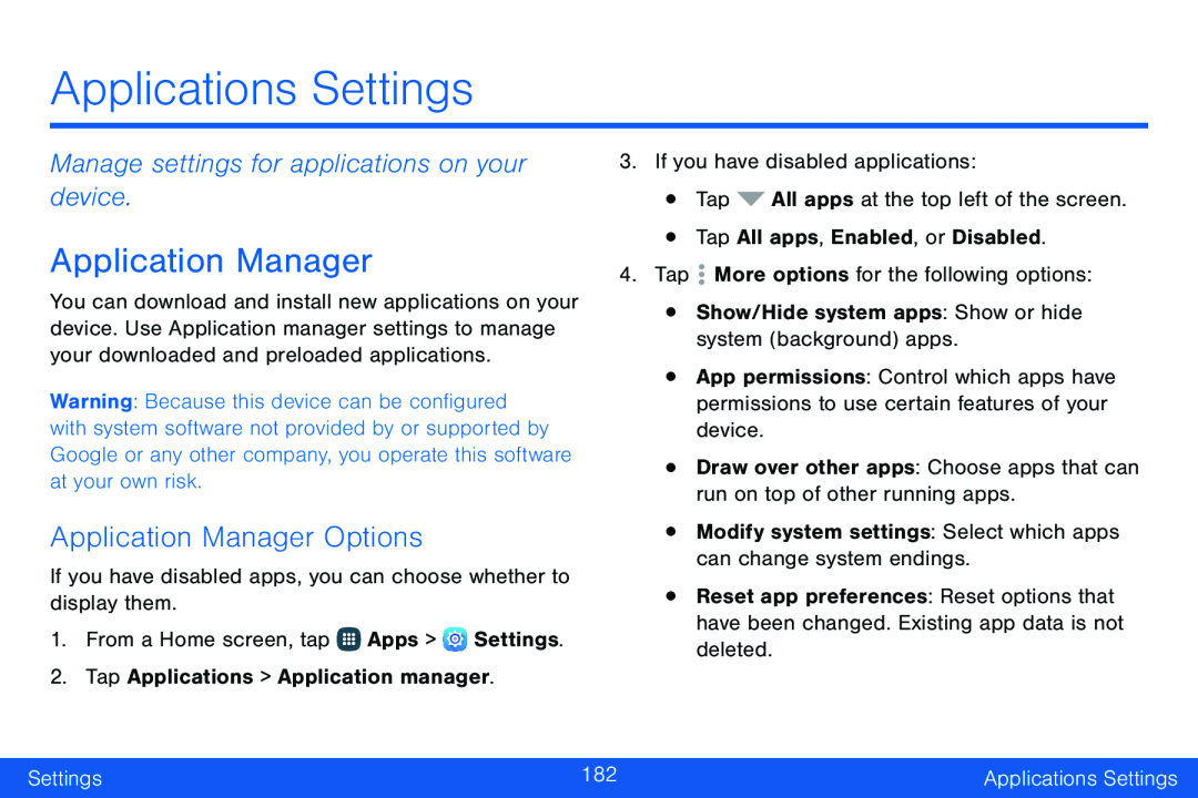 Manage settings for applications on your device Galaxy Note Edge Verizon