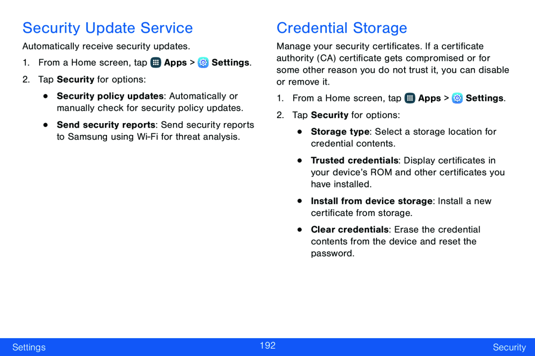 Security Update Service Credential Storage