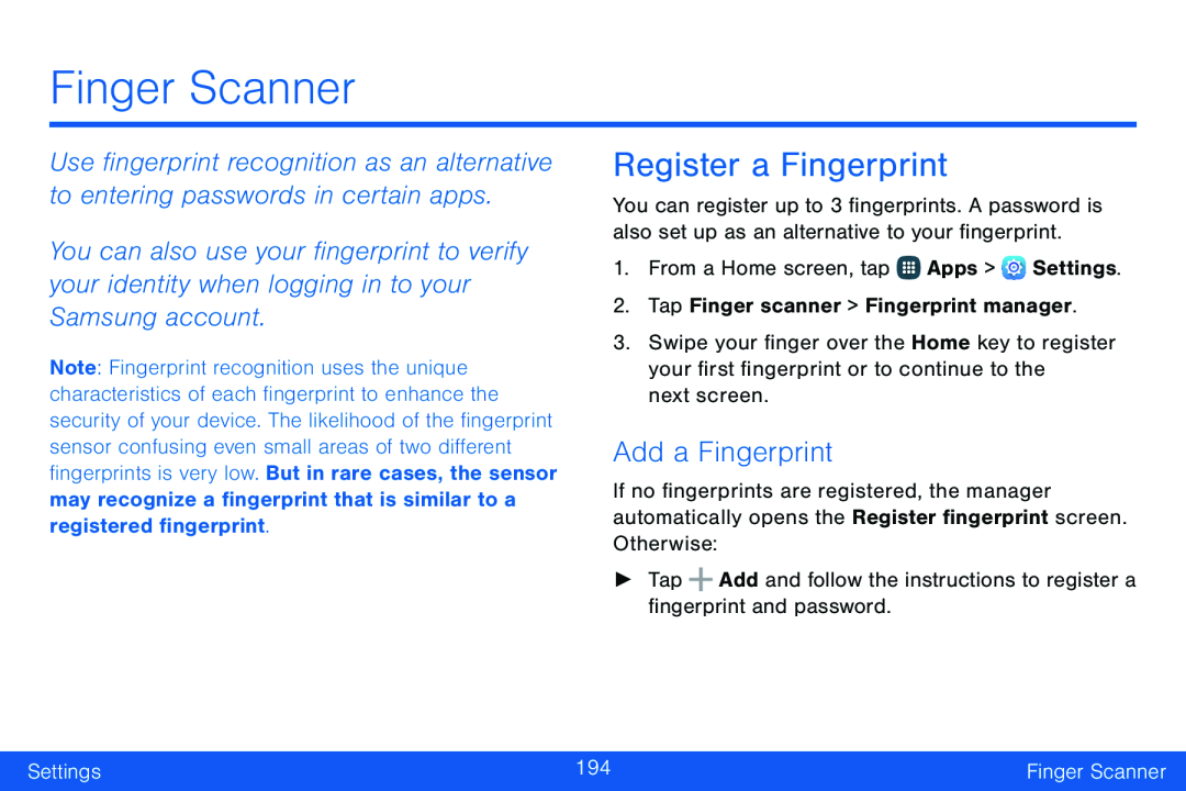 Add a Fingerprint Register a Fingerprint