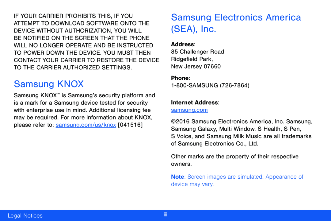 Samsung Electronics America (SEA), Inc Galaxy Note Edge Verizon