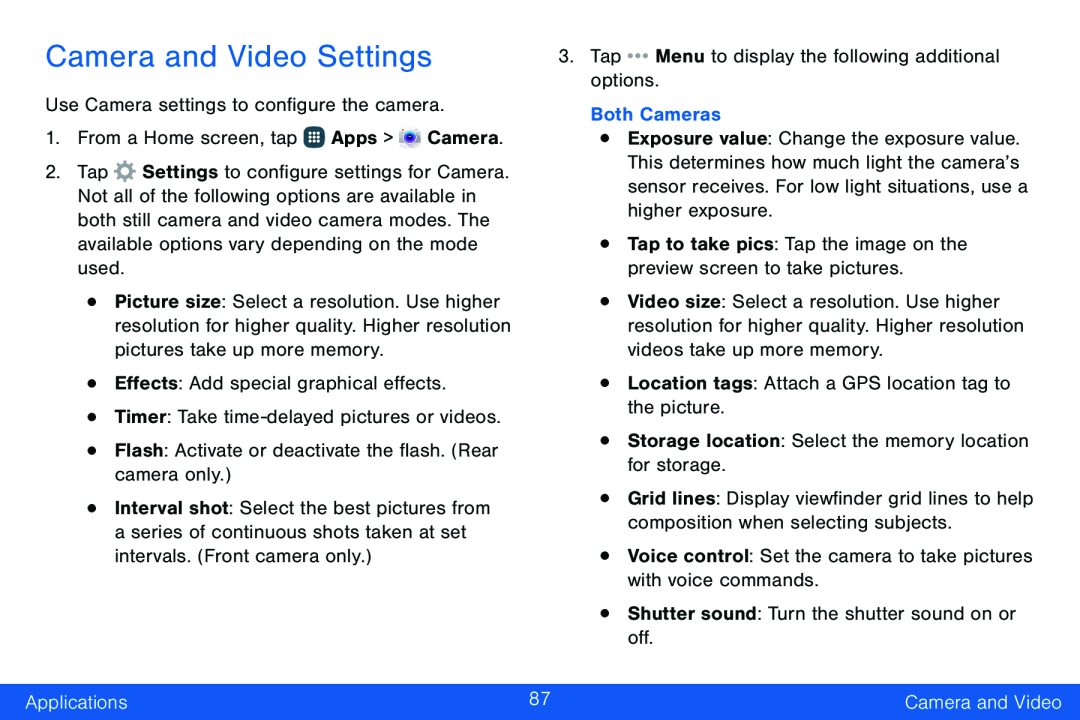 Camera and Video Settings Galaxy Note Edge Verizon