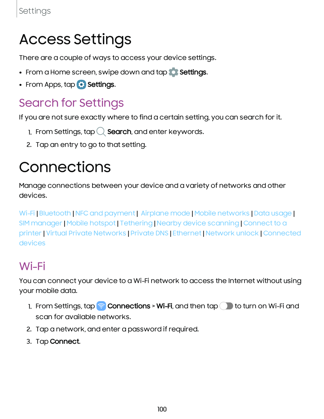 Search for Settings Galaxy A54 5G Verizon