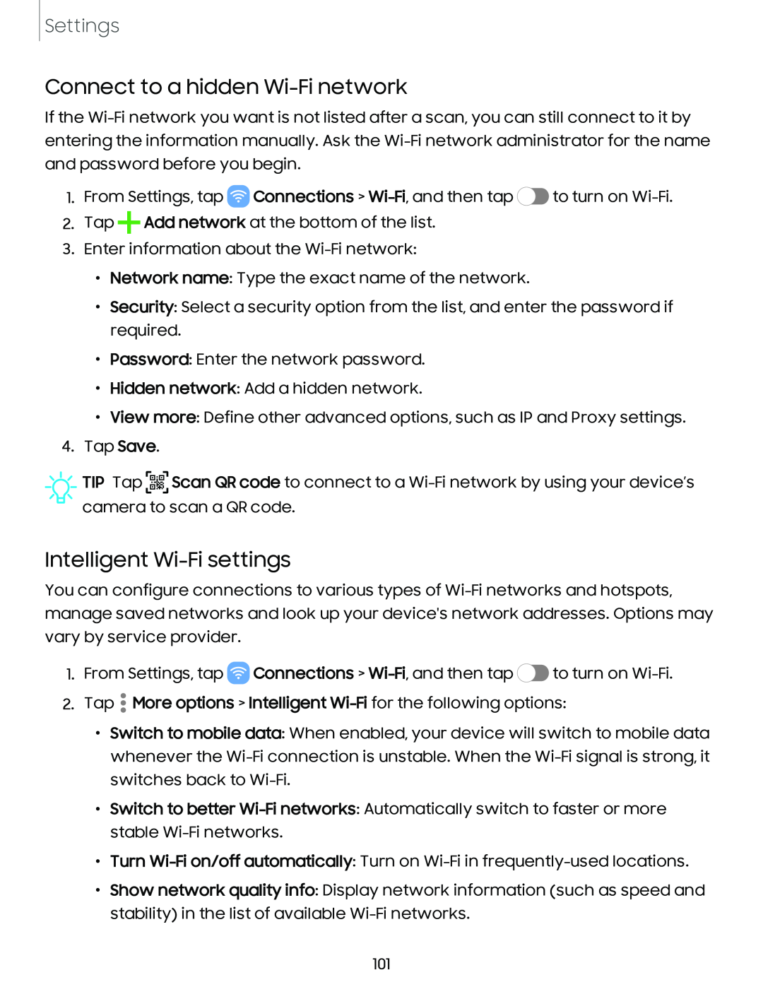 Intelligent Wi-Fisettings Galaxy A54 5G Verizon