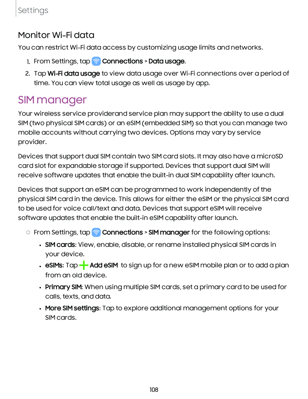 SIM manager Galaxy A54 5G Verizon