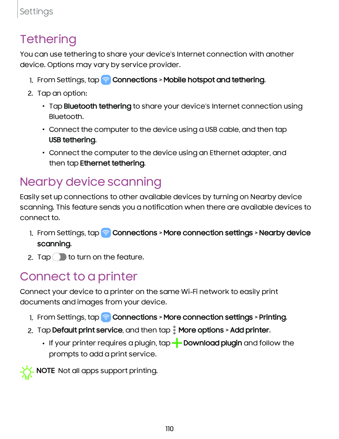 Nearby device scanning Galaxy A54 5G Verizon