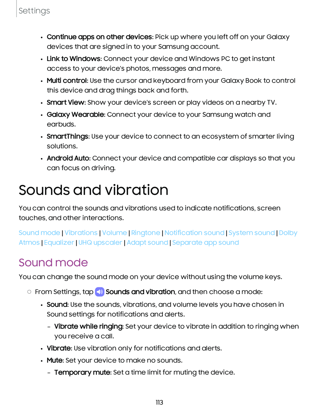 Sounds and vibration Galaxy A54 5G Verizon