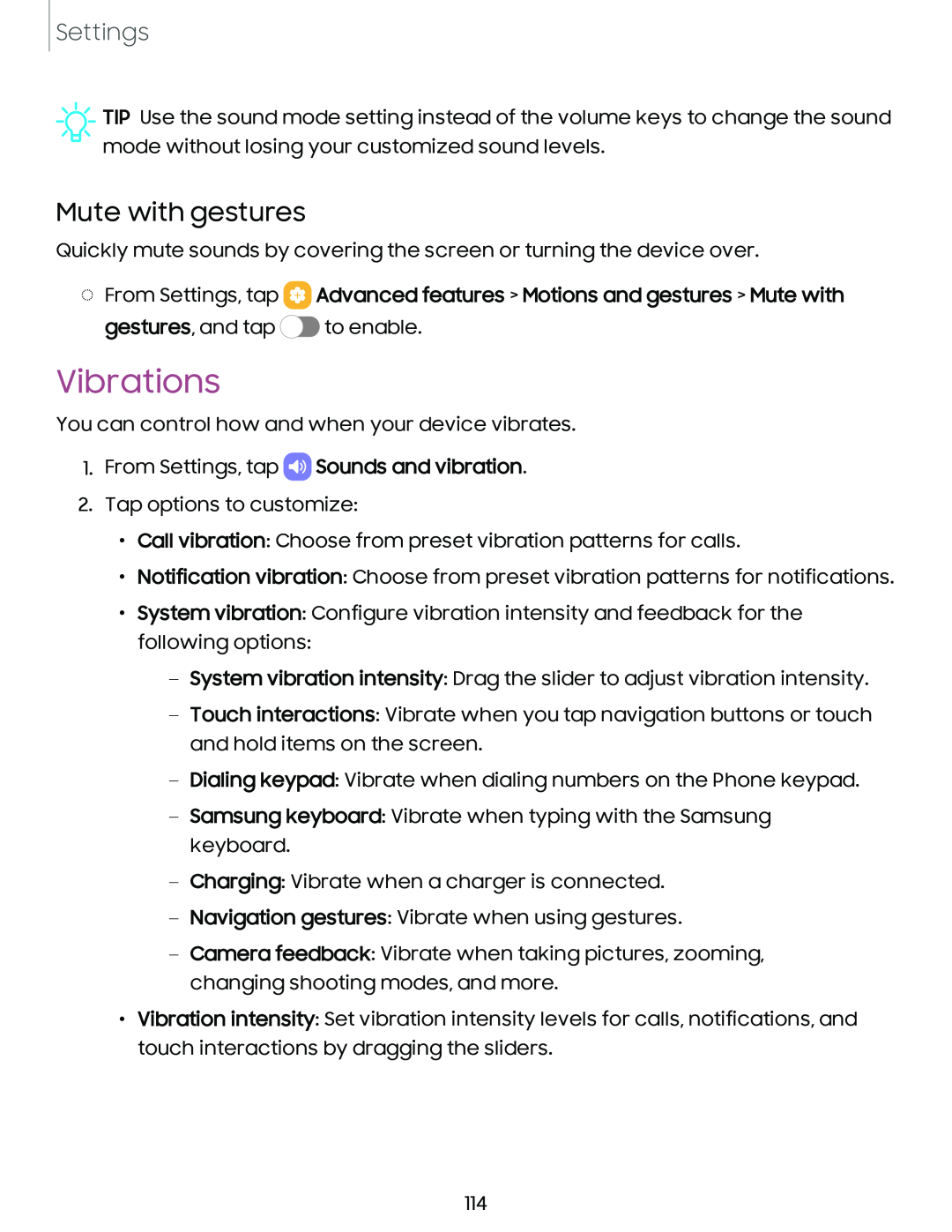 Mute with gestures Galaxy A54 5G Verizon