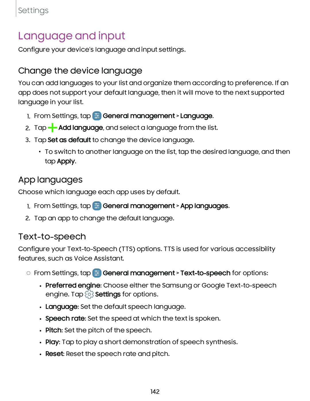 Language and input Galaxy A54 5G Verizon