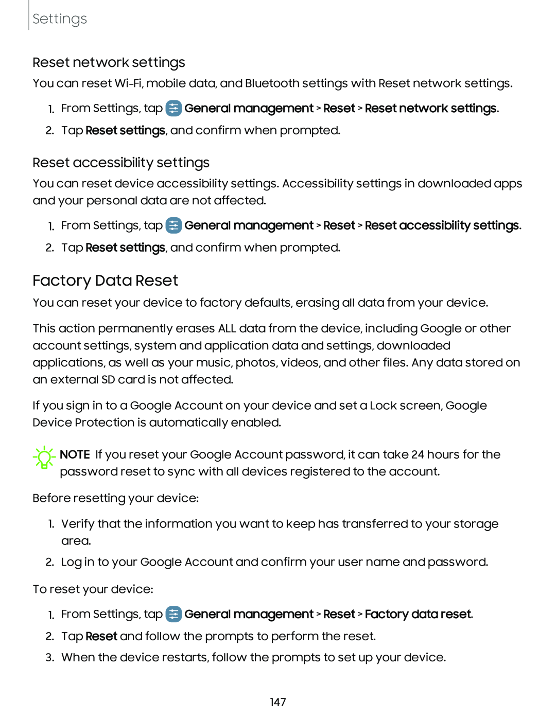 Reset network settings Galaxy A54 5G Verizon