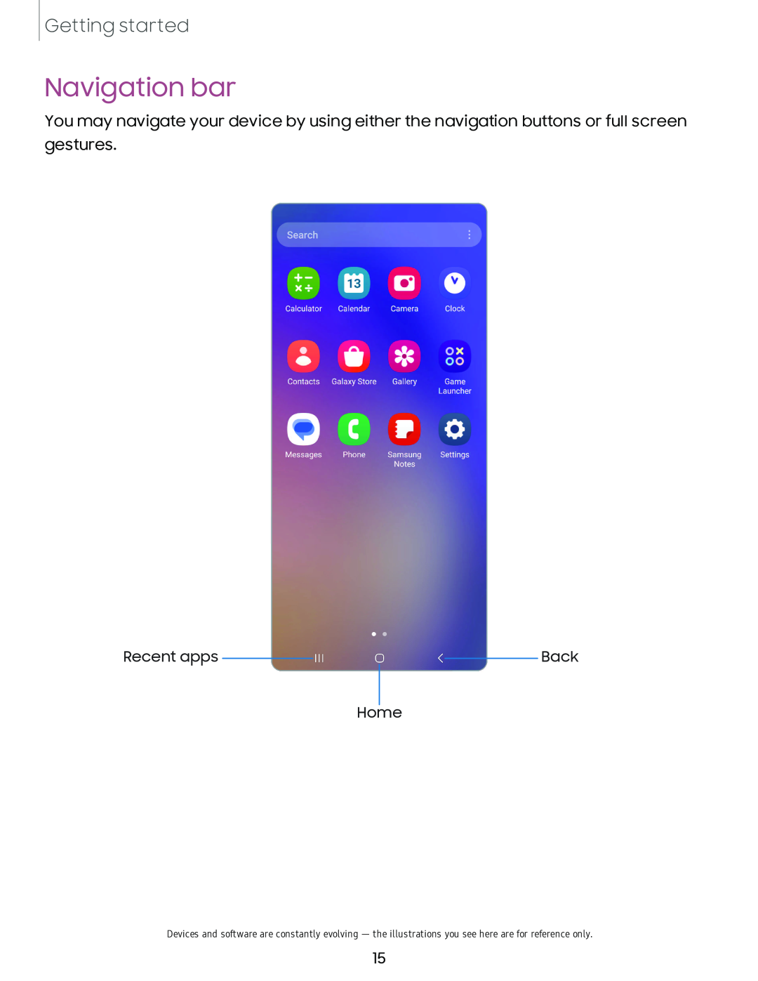 Navigation bar Galaxy A54 5G Verizon