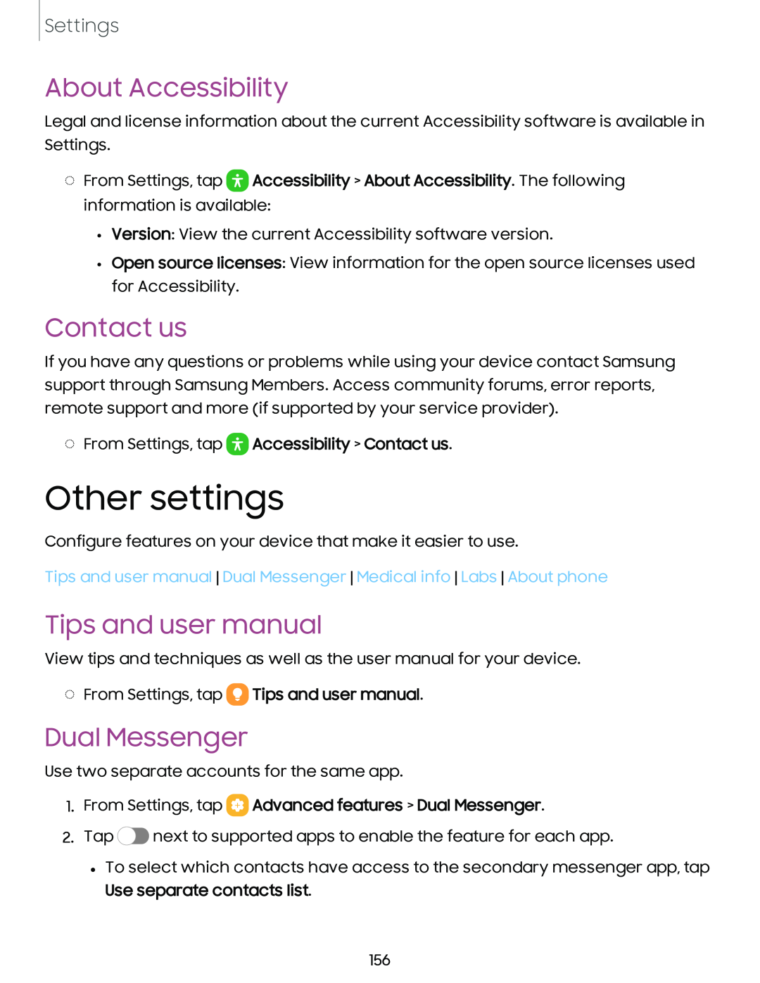 Other settings Galaxy A54 5G Verizon