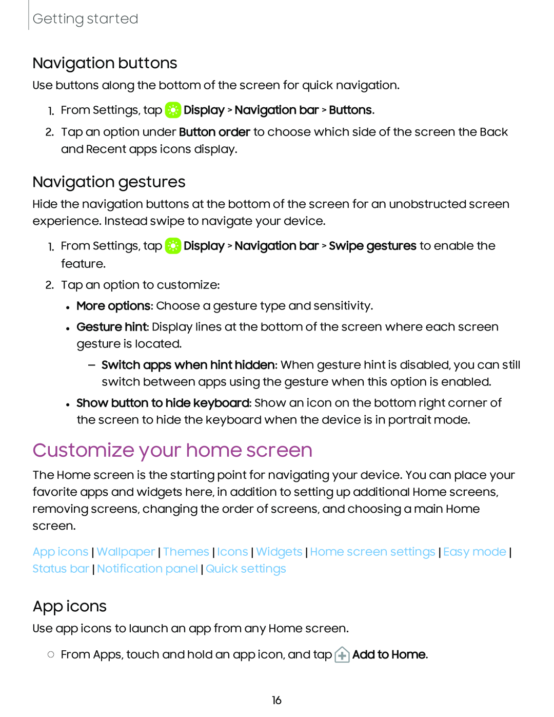 Navigation buttons Galaxy A54 5G Verizon