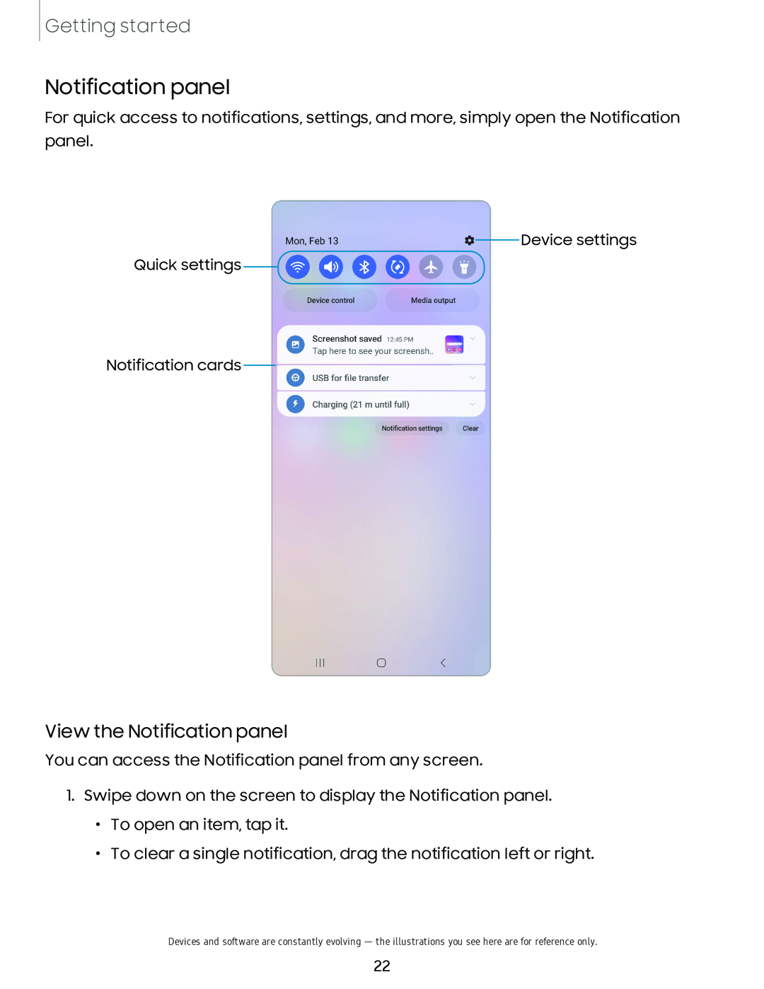 Notification panel Galaxy A54 5G Verizon