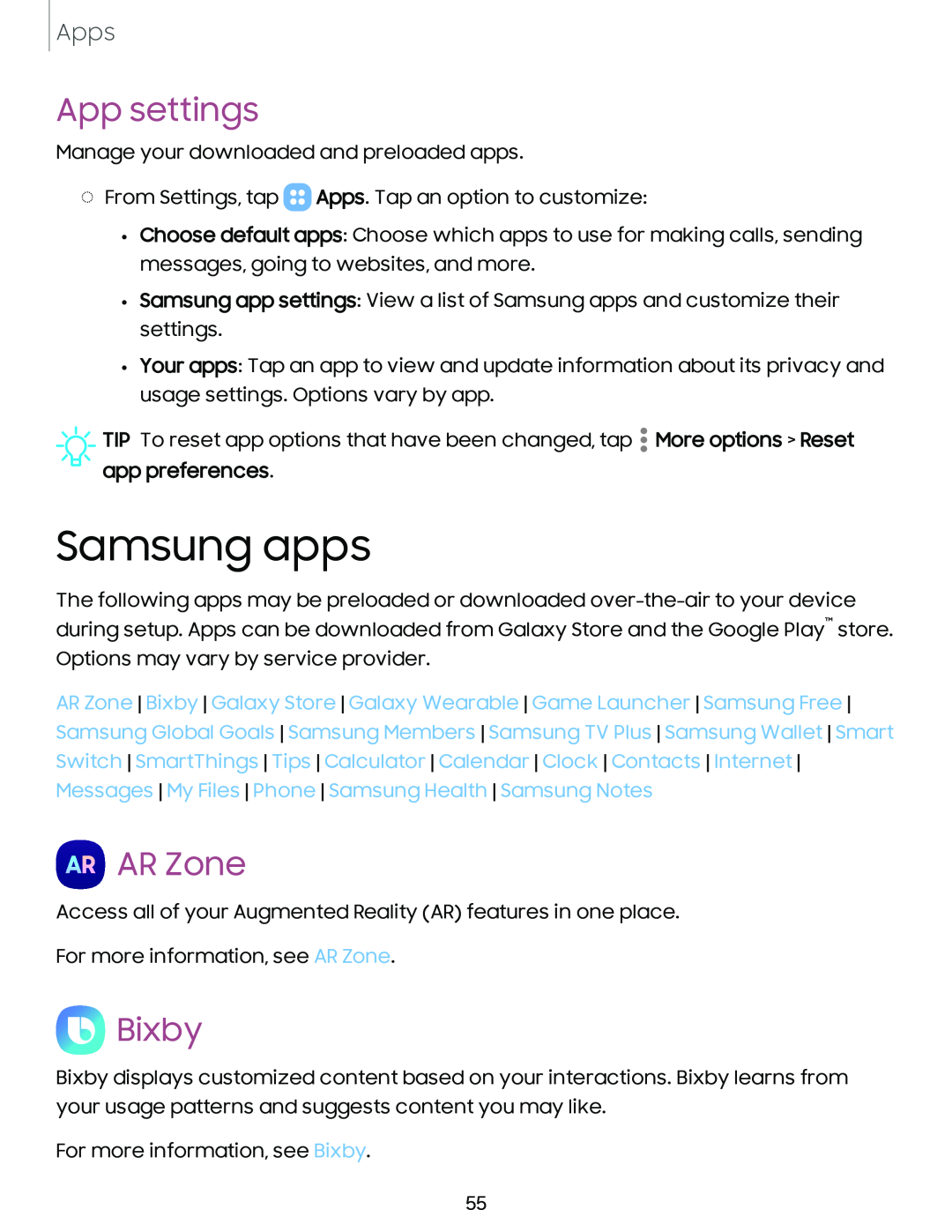 App settings Galaxy A54 5G Verizon