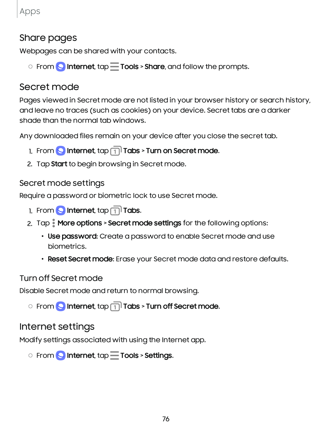 Internet settings Galaxy A54 5G Verizon