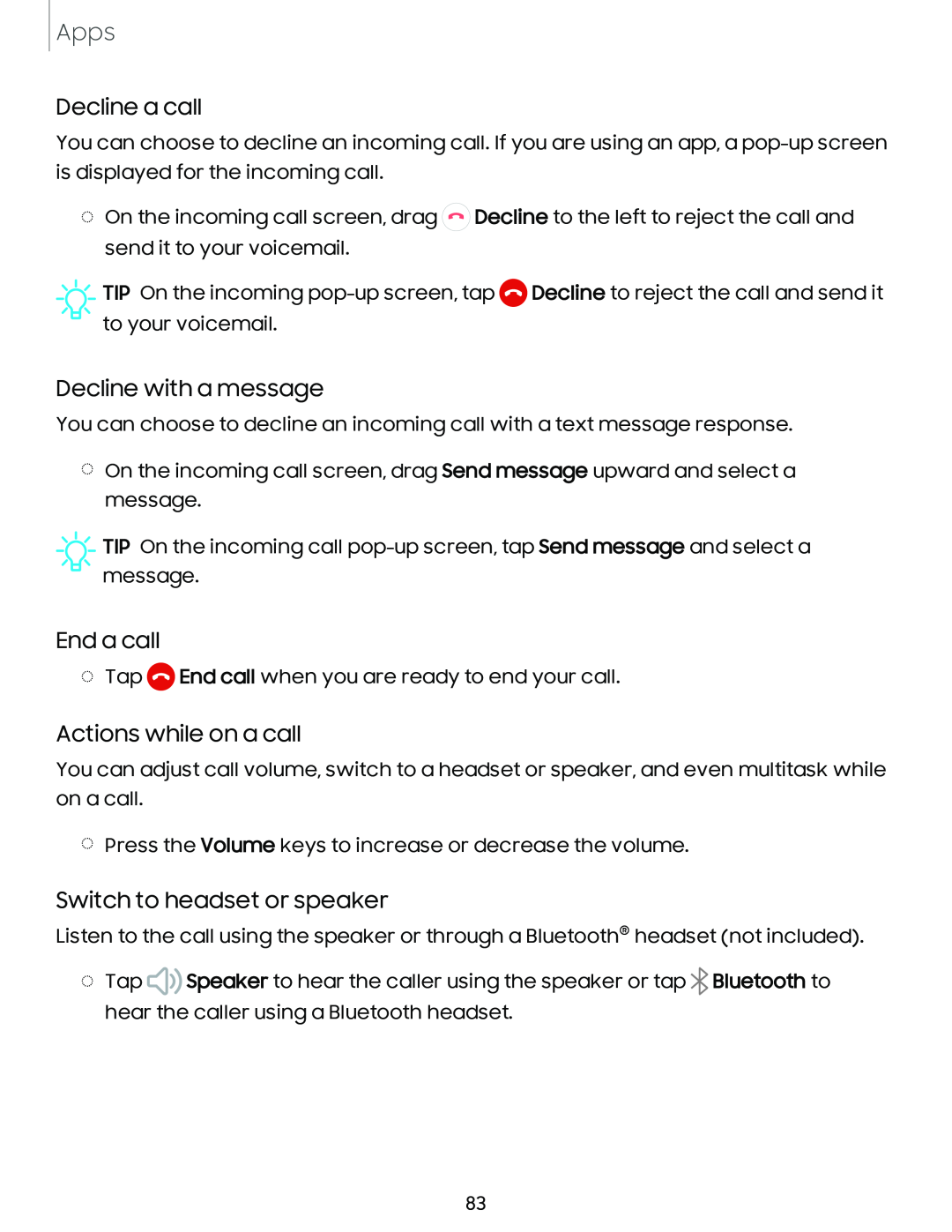 Decline a call Galaxy A54 5G Verizon