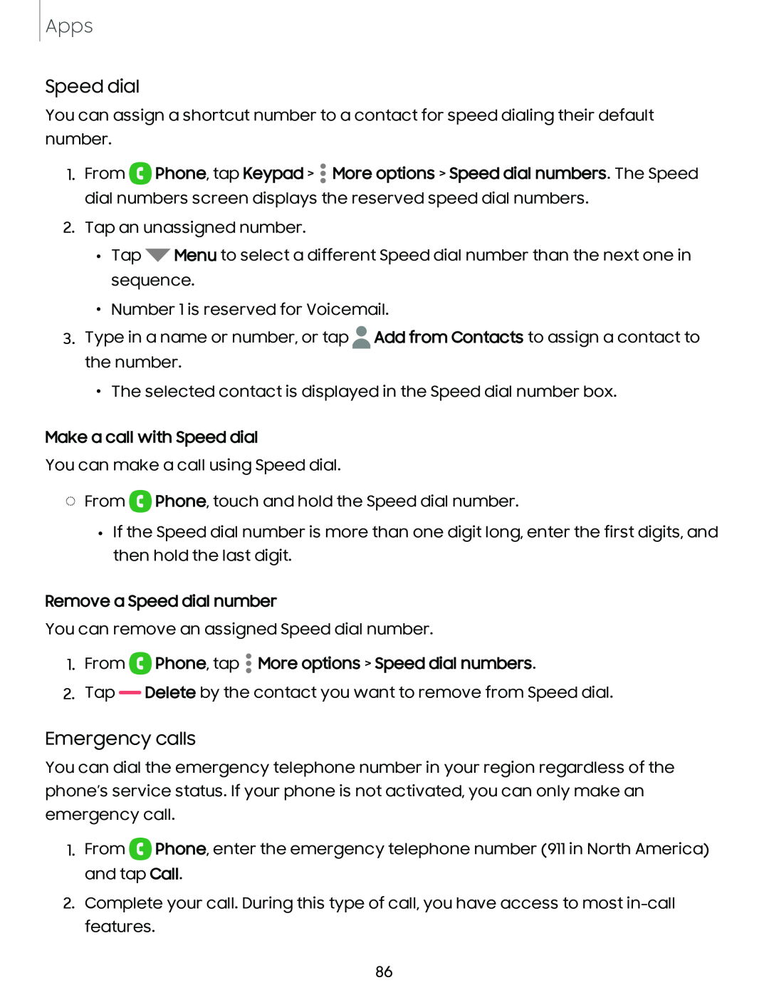 Speed dial Galaxy A54 5G Verizon