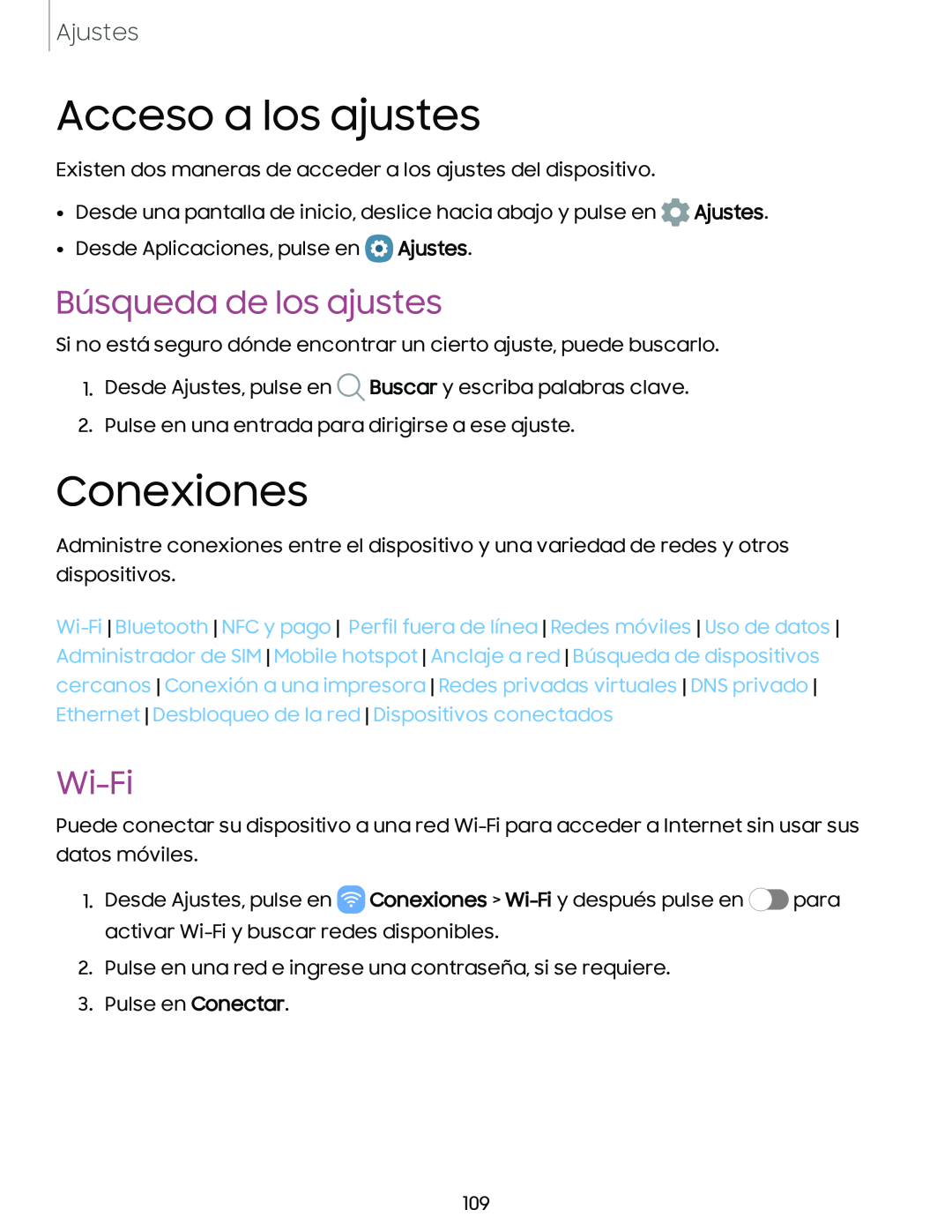 Búsqueda de los ajustes Galaxy A54 5G Verizon