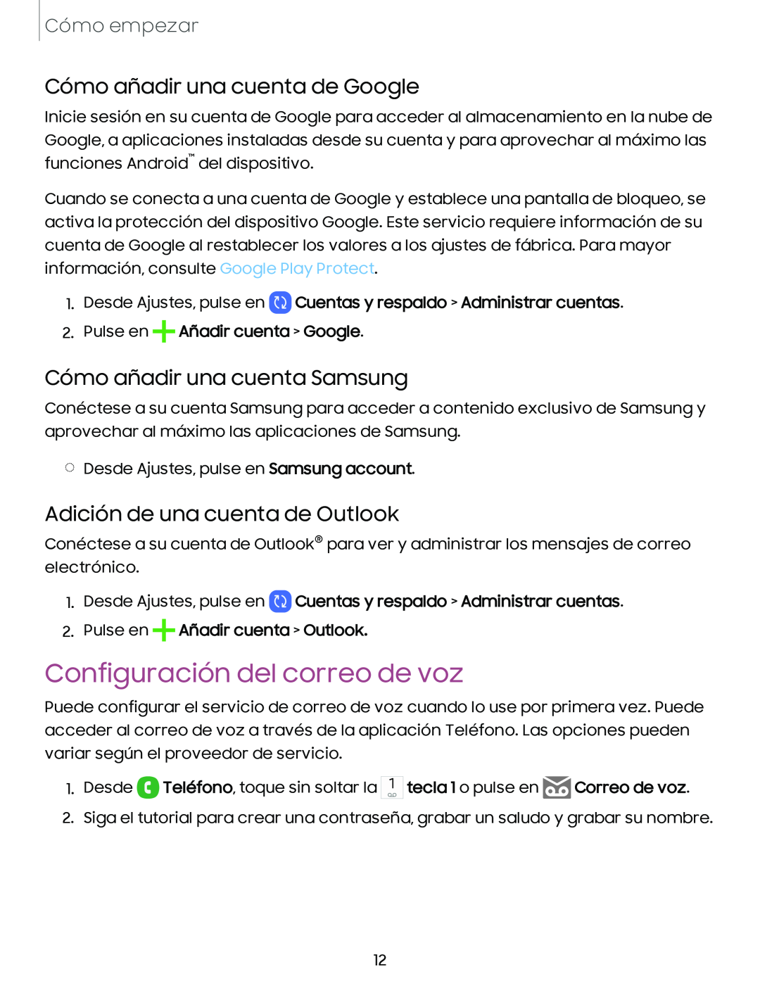 Configuración del correo de voz Galaxy A54 5G Verizon