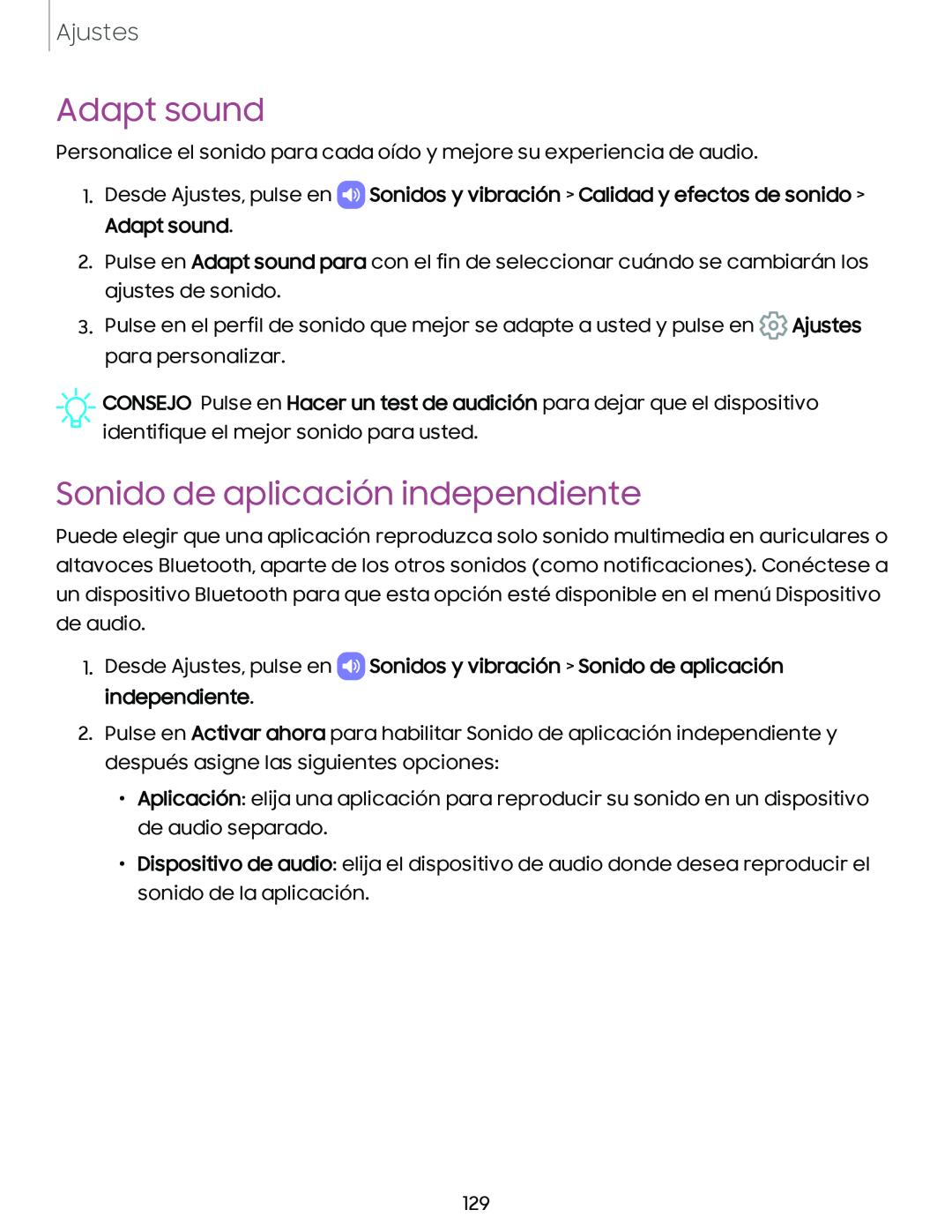 Sonido de aplicación independiente Galaxy A54 5G Verizon