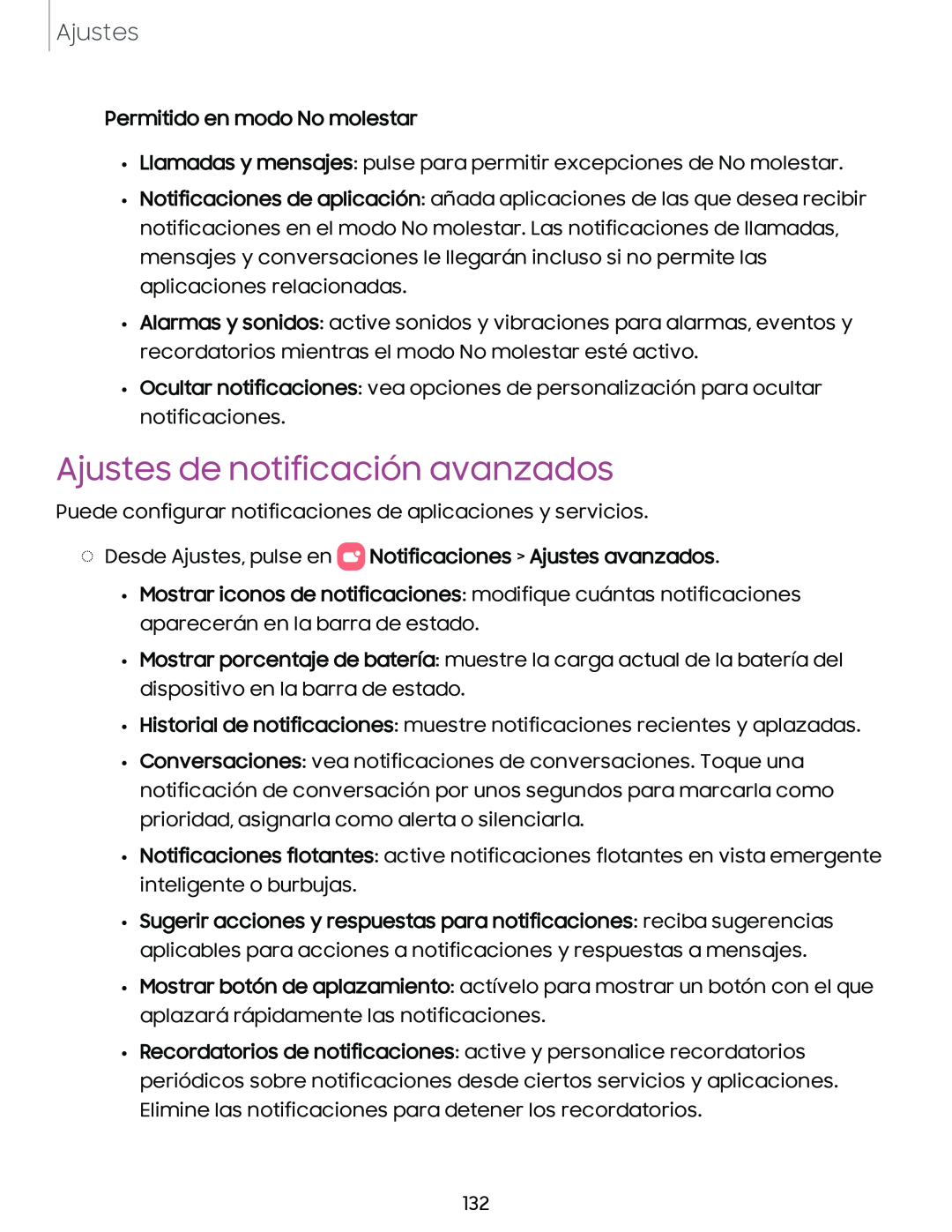 Ajustes de notificación avanzados Galaxy A54 5G Verizon