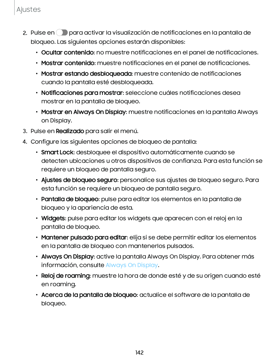 Ajustes Ocultar contenido