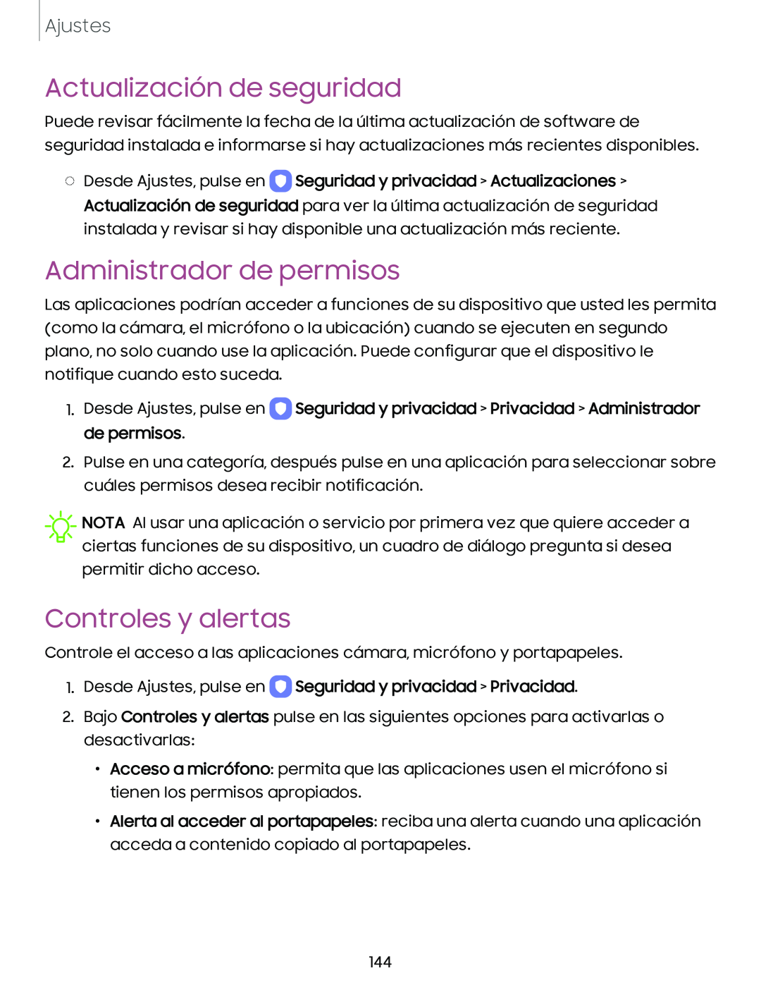 Actualización de seguridad Administrador de permisos