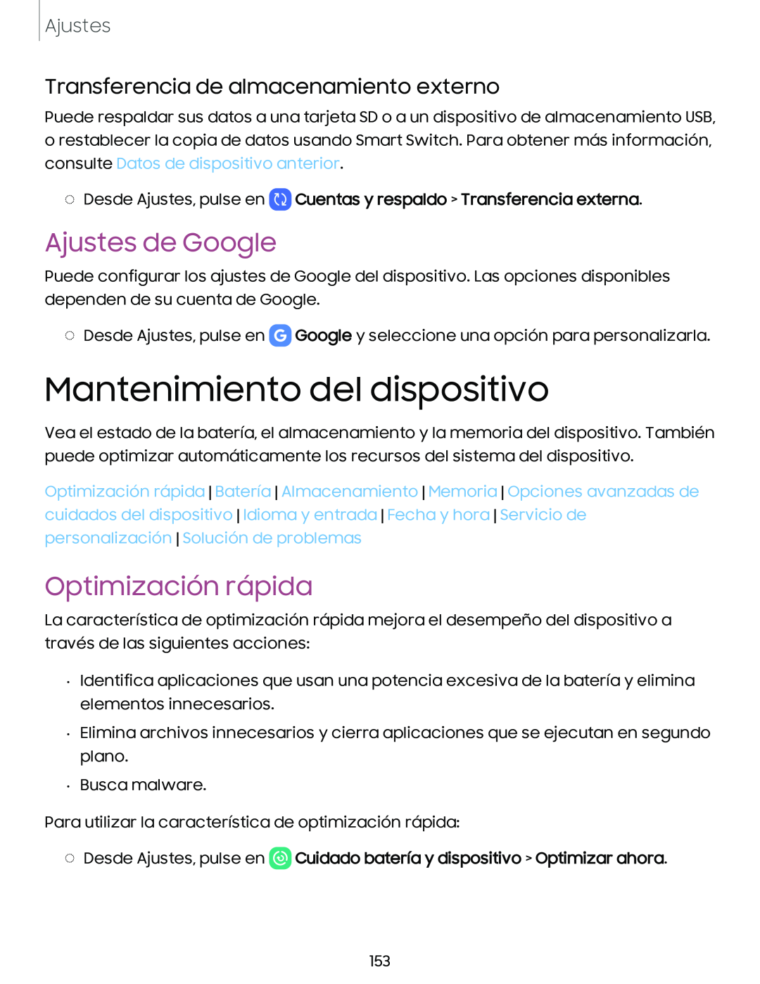 Transferencia de almacenamiento externo Ajustes de Google