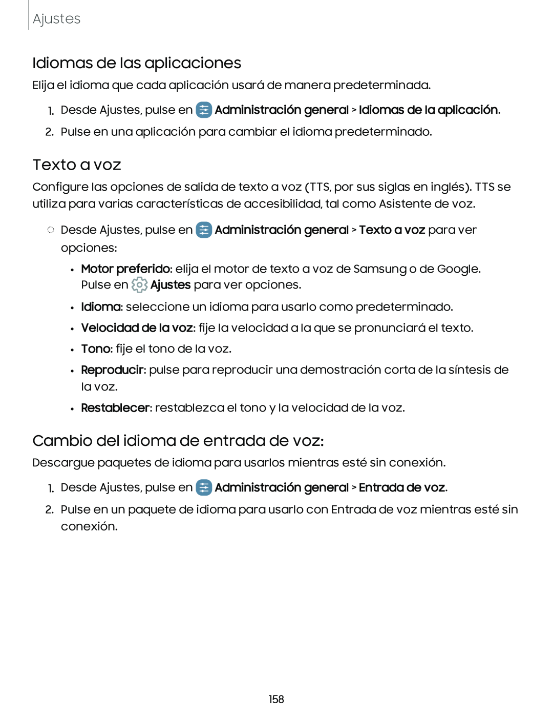 Cambio del idioma de entrada de voz: Idiomas de las aplicaciones