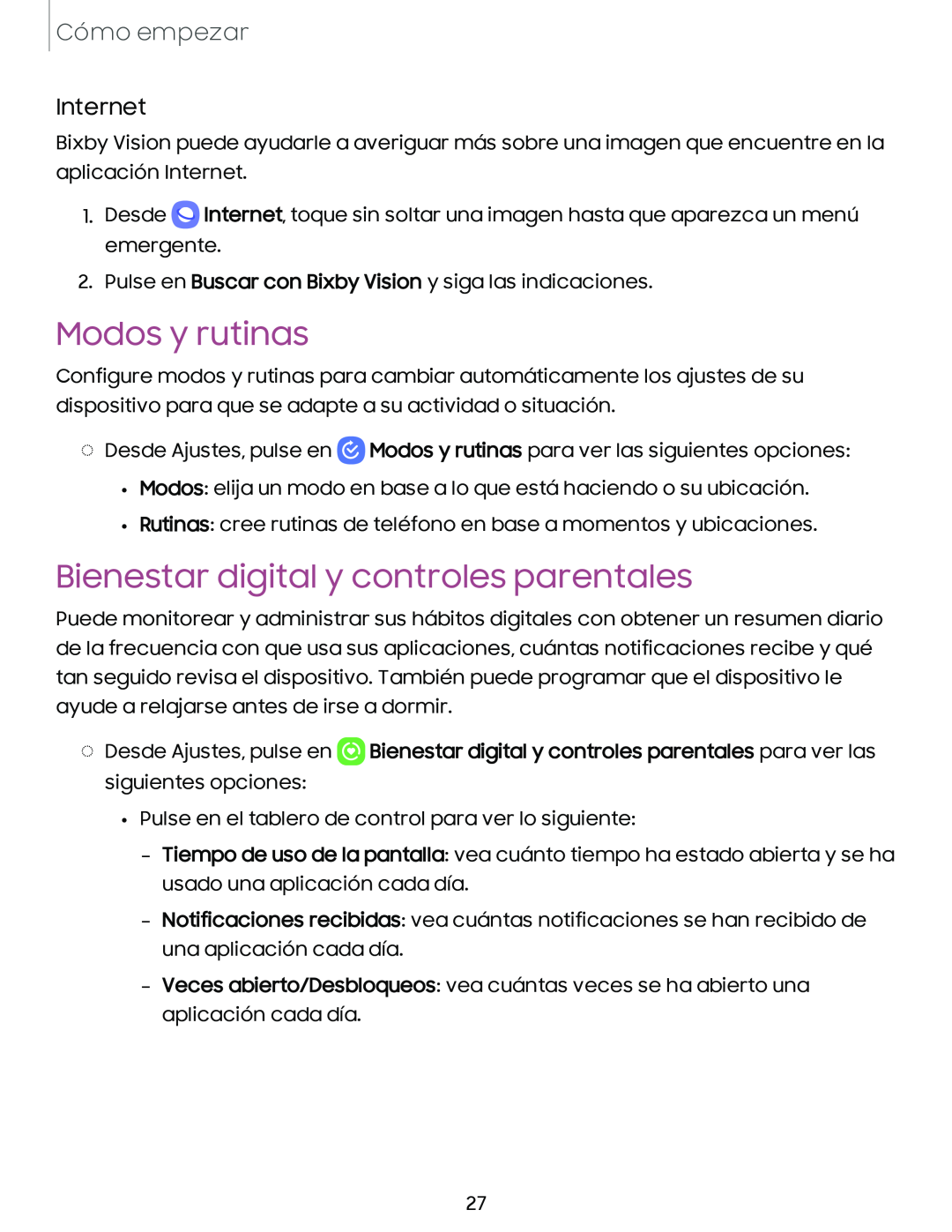 Bienestar digital y controles parentales Galaxy A54 5G Verizon