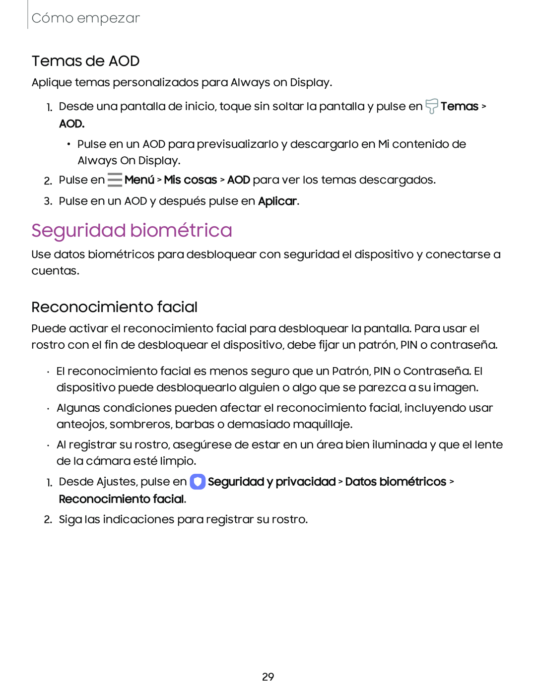 Seguridad biométrica Galaxy A54 5G Verizon