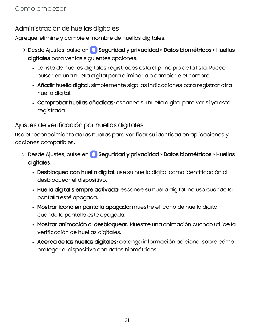 Ajustes de verificación por huellas digitales Galaxy A54 5G Verizon