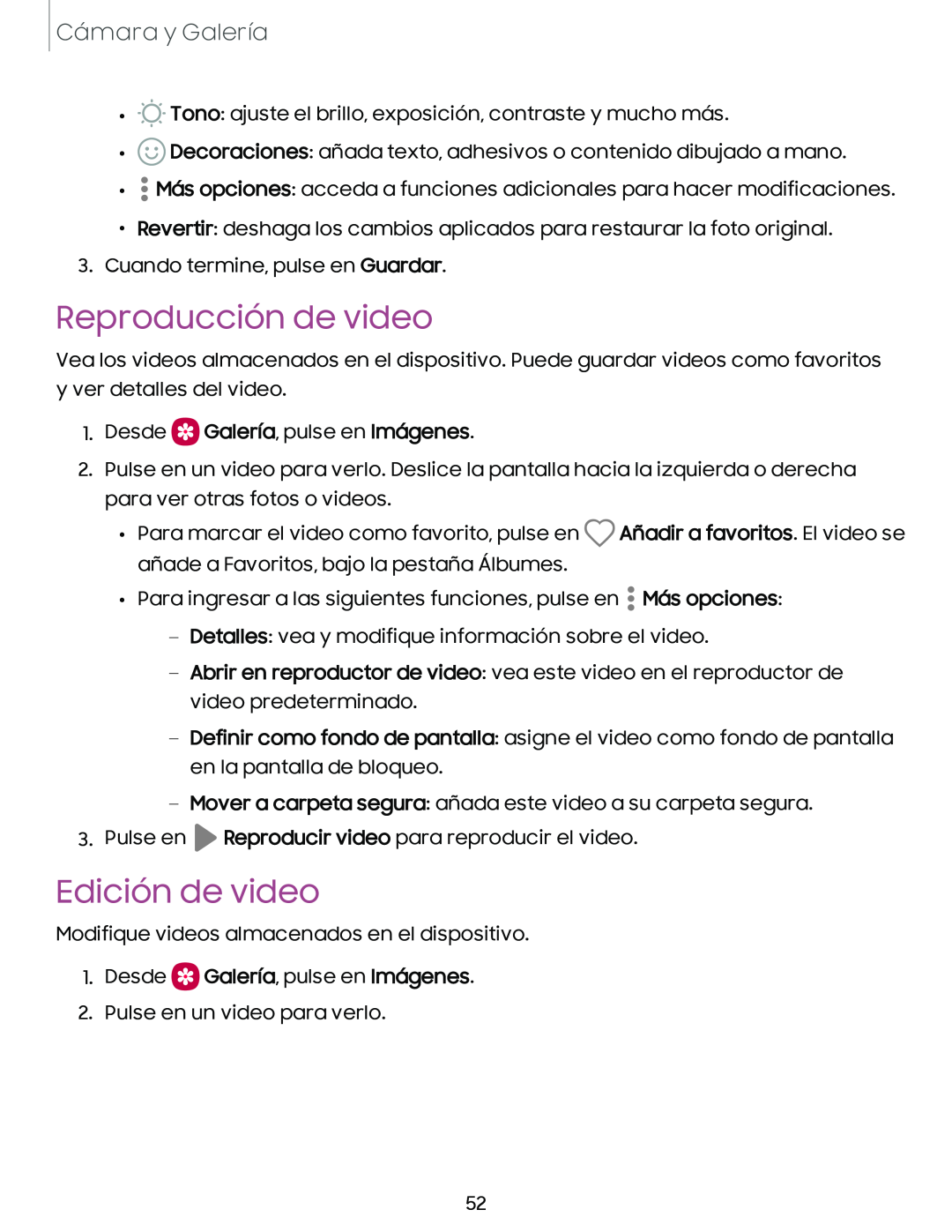 Reproducción de video Edición de video