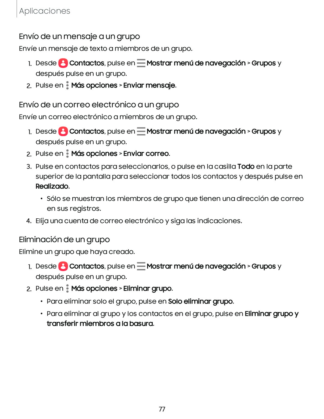 Envío de un mensaje a un grupo Galaxy A54 5G Verizon