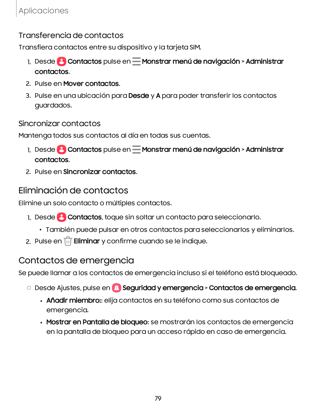 Contactos de emergencia Galaxy A54 5G Verizon