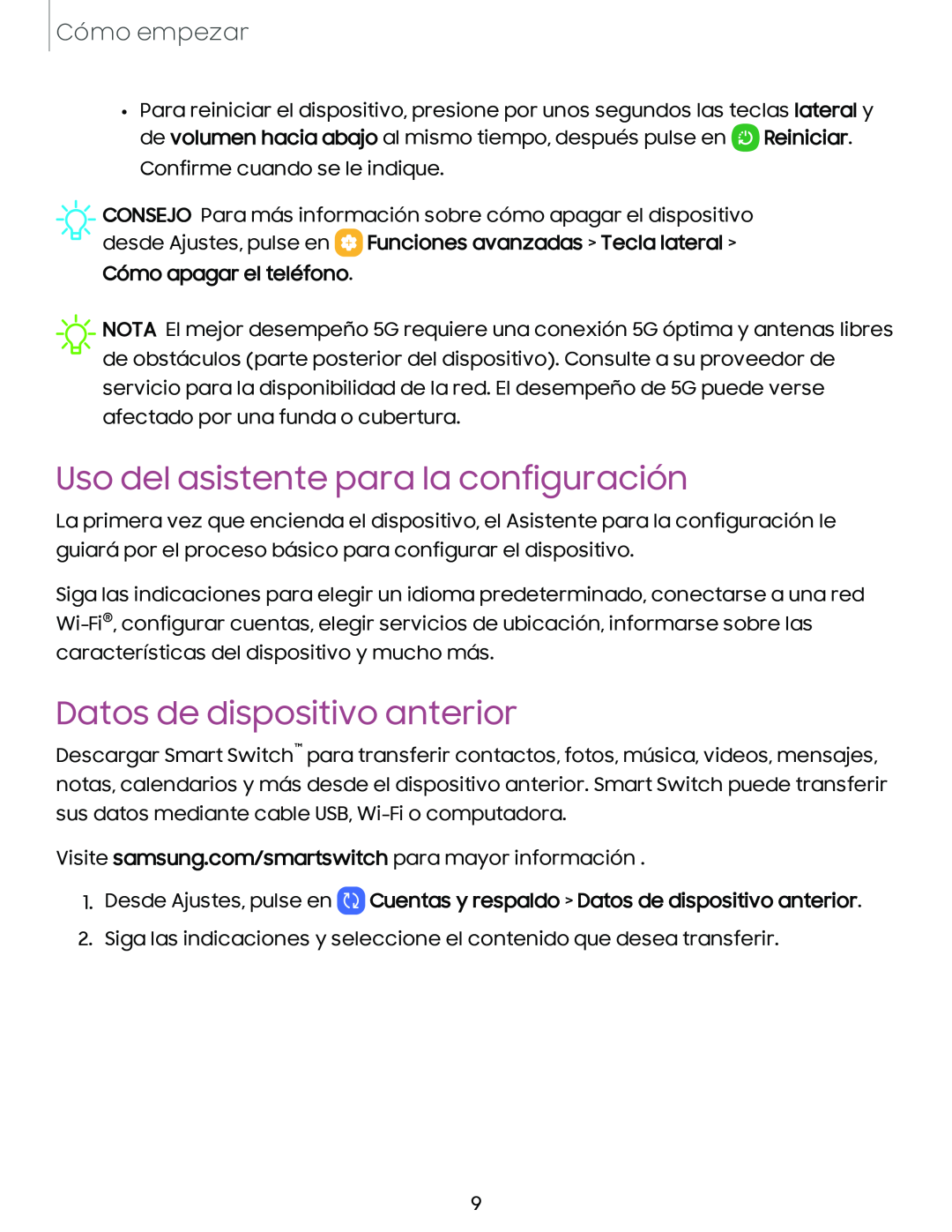 Uso del asistente para la configuración Galaxy A54 5G Verizon