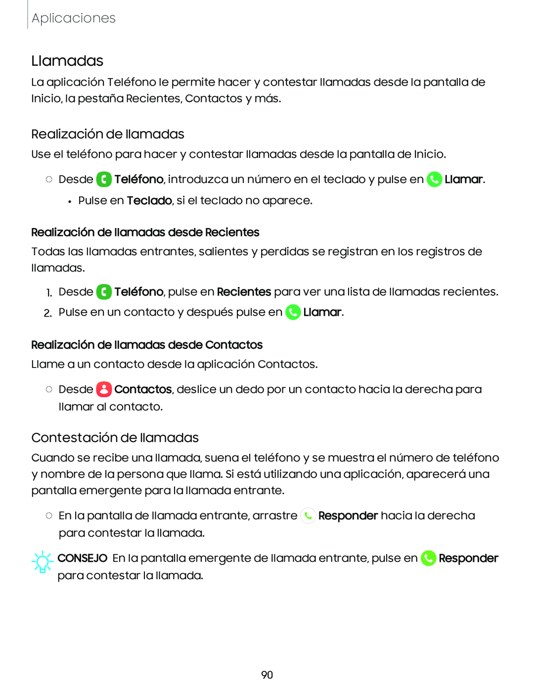 Realización de llamadas Galaxy A54 5G Verizon